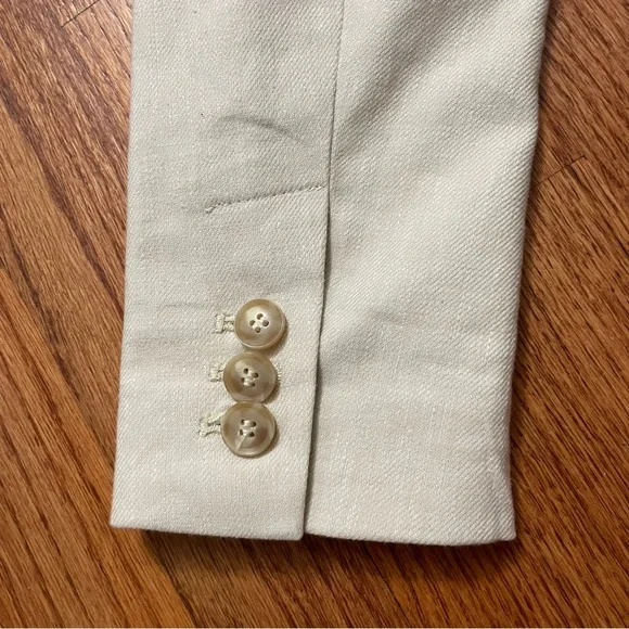 NWT LOFT neutral cotton linen blend single button blazer size 00 P petite - Picture 10 of 13